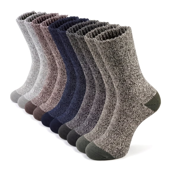 10 Pairs Thermal Wool Blend Crew Socks, Men Women Polyester Thick Warm Marled Mid Calf Athletic Socks for Fall Winter Outdoor Daily Wear