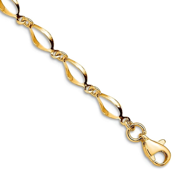 5mm 10k Solid Yellow Gold Polished Fancy Link Bracelet 7.25 Inch Link Bracelet for Women - 1.8 Grams