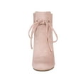 thumbnail image 6 of BLISSFUL STEP Women's Round Toe Ruffle Decor Block Heel Ankle Boots Dust Pink 6.5, 6 of 7