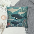 thumbnail image 2 of JEUXUS  Fish Pillows Nature Nautical Ocean Sea Seaweed Coral Whale Shark Dolphin Throw Pillow Cover Decorative Pillow Case Square Cushion Accent Home Blue, 2 of 5