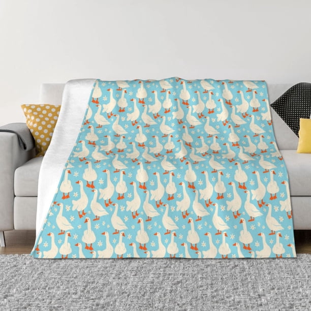 Fotbe White Geese and Flower Manta de Franela con Estampado, Manta Ultrasuave para Cama, Sofá, Auto, Hipoalergénica y Antibolitas-40"x30"