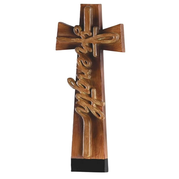 Dicksons WCR-193 Strength Natural Brown Wood Look 7 x 4 Inch Resin Sculpted Dimensional Hanging Wall Cross