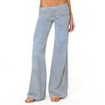 thumbnail image 5 of Stralyhd Yoga Pants Women Fold Over Waist Pants Low Rise Y2k Flared Leggings Sweatpants Color Block Palazzo Pants Blue S, 5 of 7