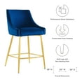 thumbnail image 3 of Counter Stool Chair, Blue Navy, Velvet, Modern Contemporary, Mid Century Bar Pub Cafe Bistro Hotel Lounge Dining Kitchen, 3 of 8