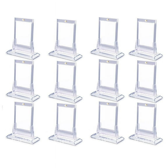 12 Count Magnetic Card Holders for Trading Cards, 35PT Acrylic Baseball Card Holders with Card Stands for Sports Cards