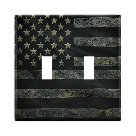 WOBOGO Black Design American Flag 2-hole Switch Plates PC Flame Retardant Plastic Material Glossy Finish Smooth Touch 4.56x4.48x0.27in