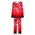 thumbnail image 7 of CZHJS Valentine's Day Womens Pajamas for Women Set Long Sleeve Festival Party Holiday Loungewear Matching Outfits Pj Sets Plus Size Pajama Wide Leg Pants and Scoop Neck Shirts Sets&nbsp; 2 Piece, 7 of 7