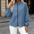 thumbnail image 5 of LUVDA Women's Lightweight Windbreaker Zip Jacket Elastic Cuff Stand Collar Spring Outerwear, 5 of 5