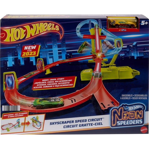 やま Hot Wheels Neon Speeders 等計55台セット Hot Wheels Track Set, Neon Speeders Skyscraper Speed Circuit