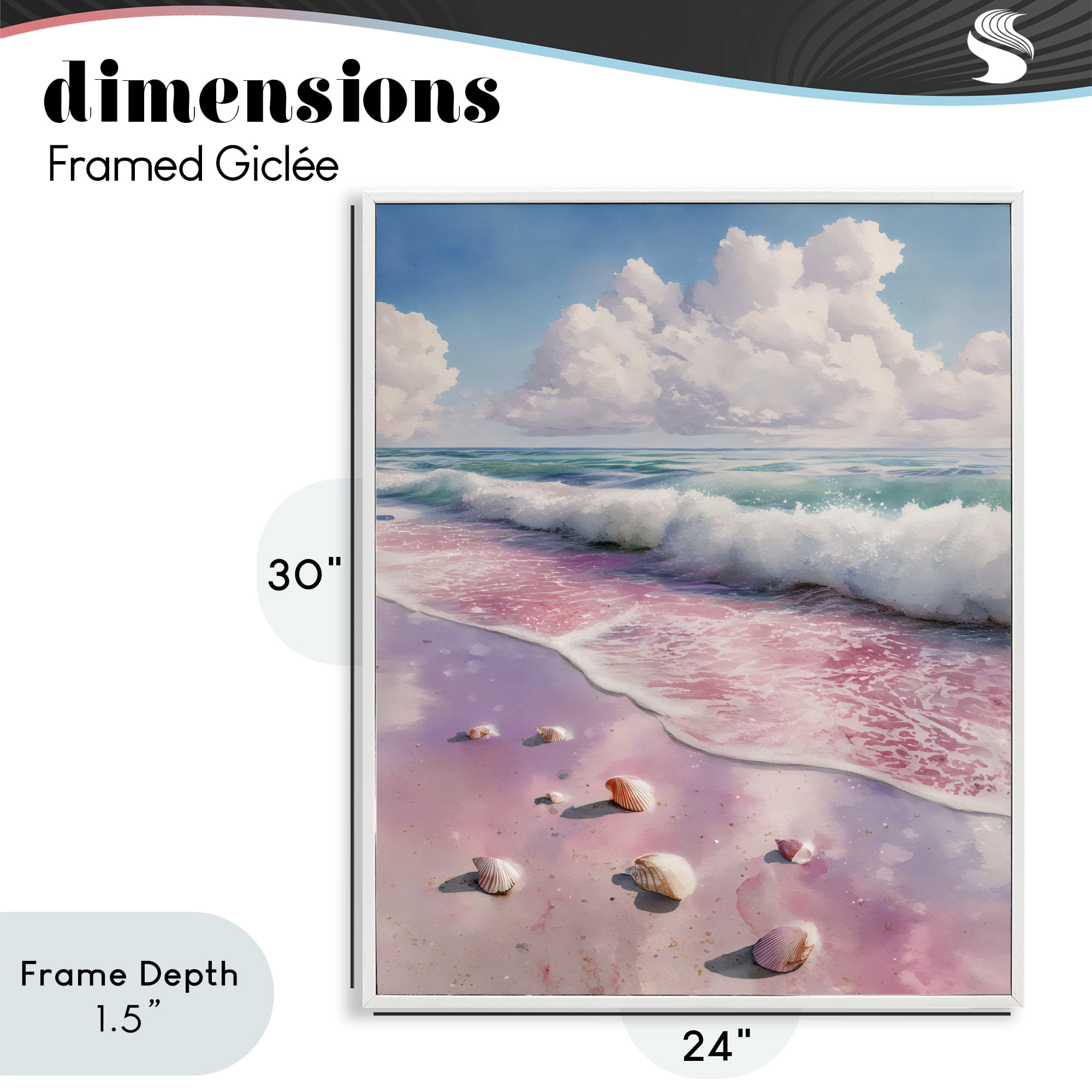 Stupell Industries Pink Sands with Scattered Shells White Framed Giclee Art, design by Franklyn Gregory