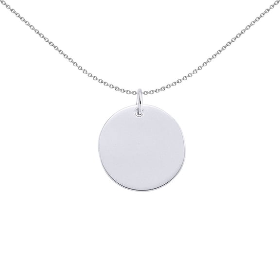 Silver Jewelco London Round Disc Medallion Necklace 18 inch