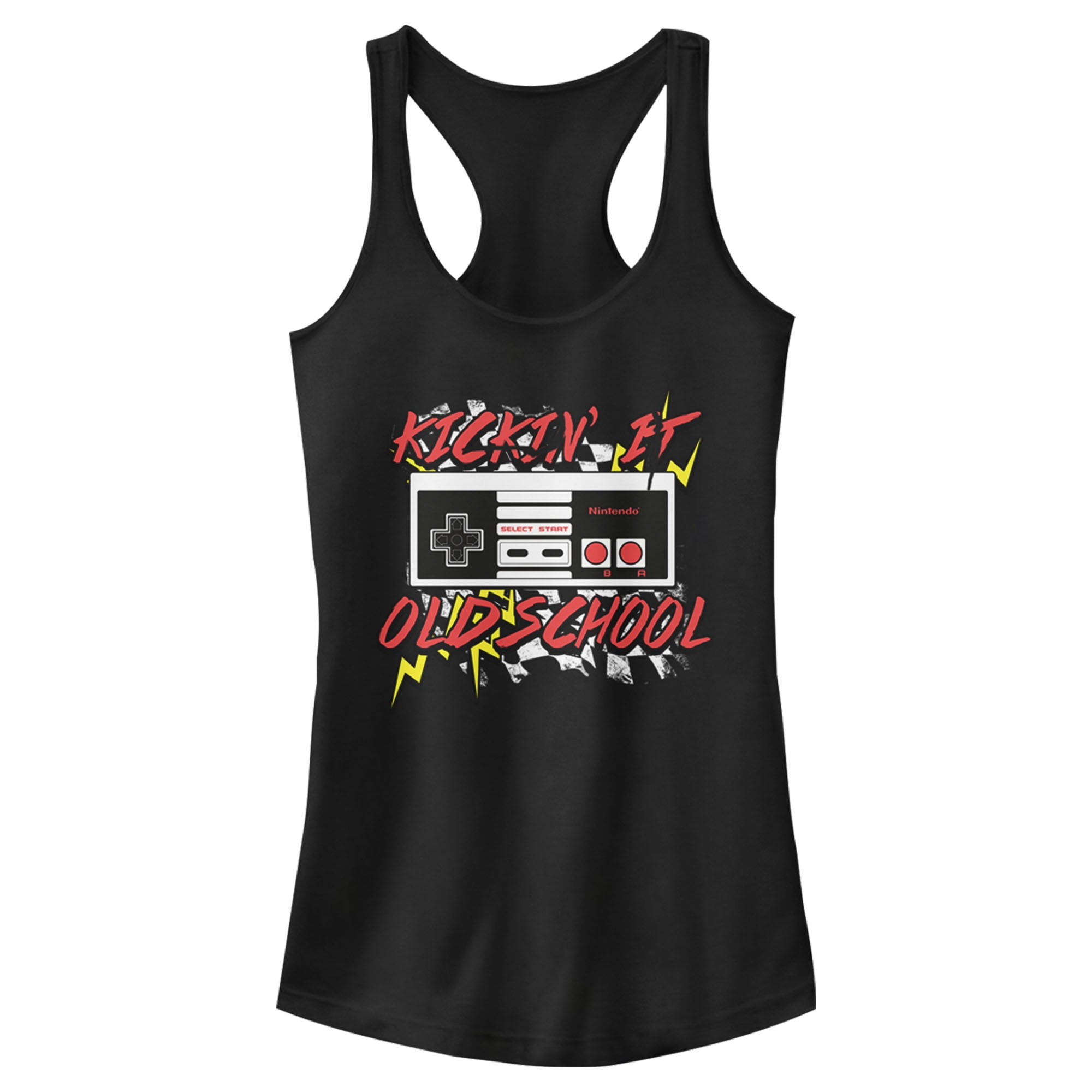 Junior s Nintendo NES Controller Kickin It Old School Racerback Tank Top Black Medium