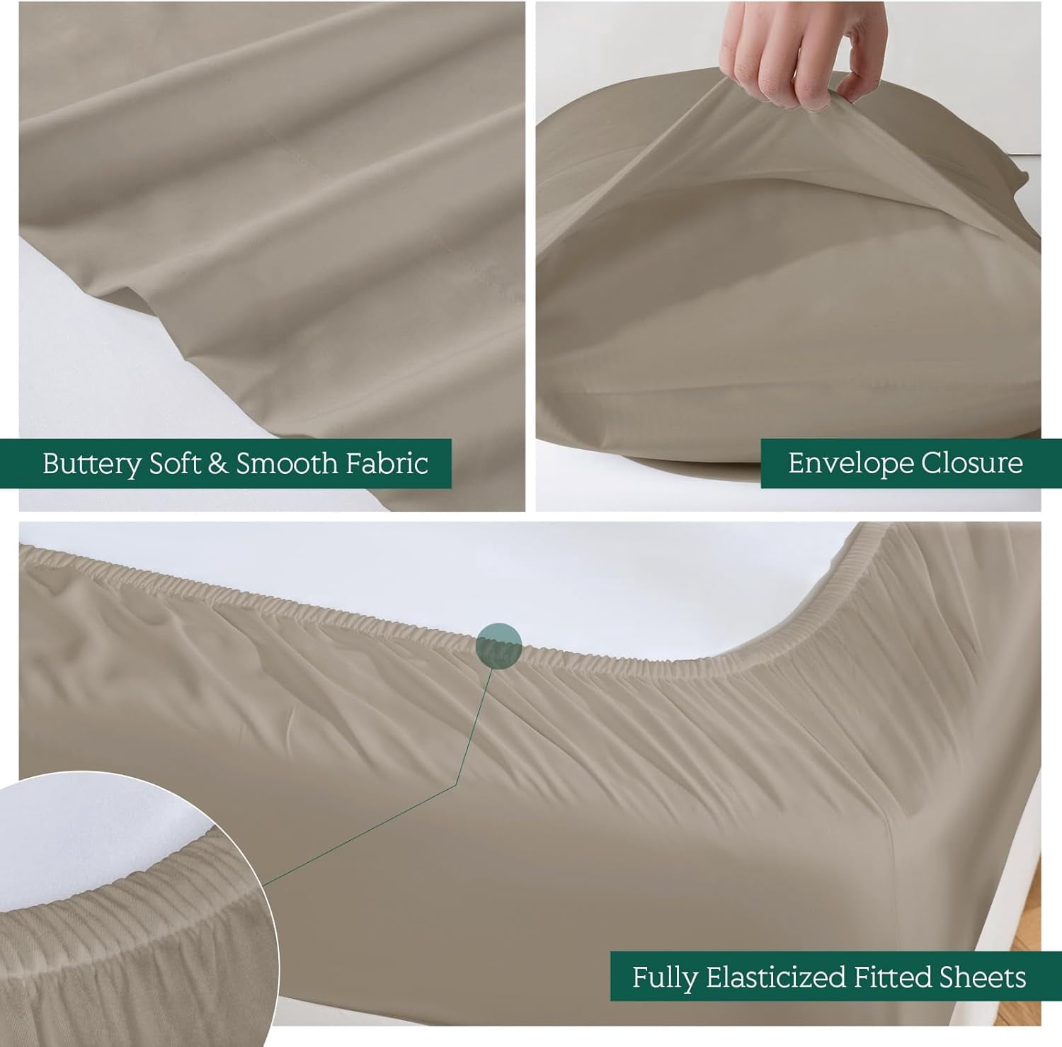 Cooling Sheets Set Queen Size, Viscose Derived from Bamboo for Hot Sleepers | Deep Pocket Up to 16 Inch | Silky Soft & Breathable Bedding - 4PC (Queen, Dark Grey)