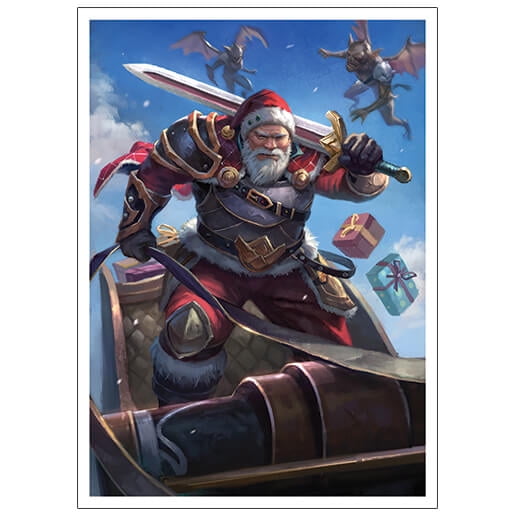Fantasy North - Santa Claus - Yuletide Avenger - 100 Textured Matte TCG Card Sleeves - Fits Magic MTG Commander Pokemon and other Card Games - Playing Card Sleeves