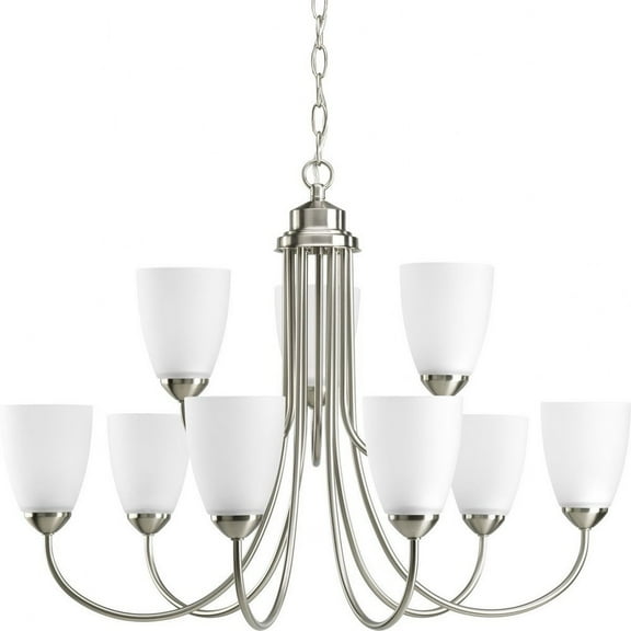 P4627-09-Progress Lighting-Gather - 20.5 Inch Height - Chandeliers Light - 9 Light - Line Voltage-Brushed Nickel Finish -Traditional Installation