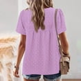 thumbnail image 4 of CHGBMOK Womens T-Shirts Mode Décontractée Manches Courtes Col Rond Plié Blouse Tailles S, 4 of 8