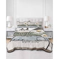 thumbnail image 3 of White Green Blue Summer Quilt Set Queen Size,Soft Quilted Bedding Set with 2 Pillow Shams,Vintage Wooden Rustic White Daisy Floral Lightweight All Season Bedspread Coverlet for Bedroom 90"x96", 3 of 6