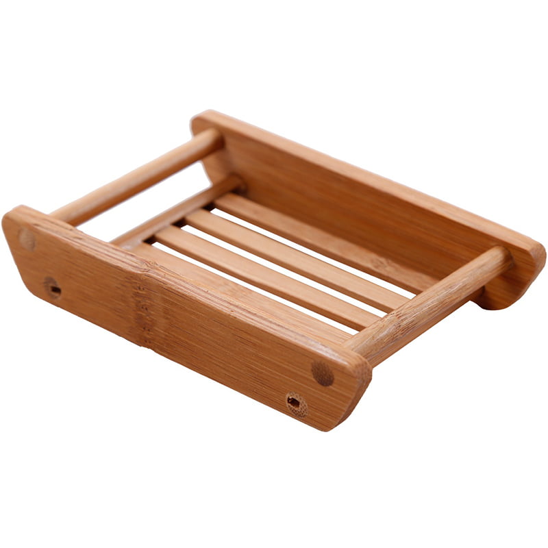 Natural Wood Soap Tray Holder Dish Bath Shower Soap Box Plate Home Storage 