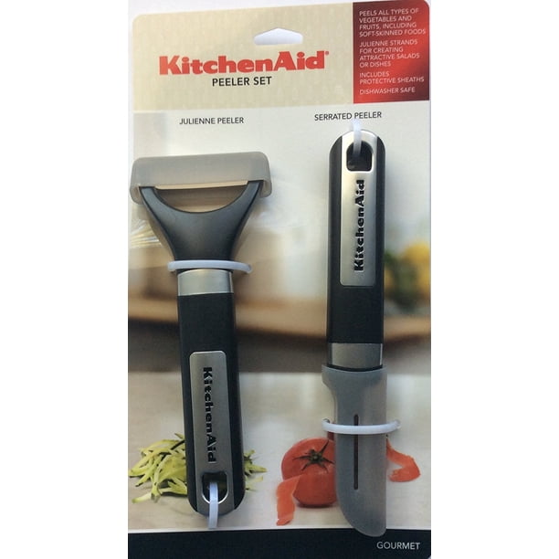 2pc Handheld Peeler Set Julienne Peeler, & Serrated Peeler, Black