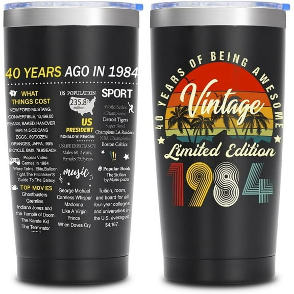 40th Birthday Gifts For Men Women | Unique 1984 40th Birthday Gifts For Men Women | Gifts For Men Women Turning 40 | 40 Year Old Gifts For Men, Women, Mom, Dad, Grandparents, Friend 20oz Tumbler