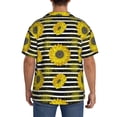 thumbnail image 7 of Goofa Sunflowers On Black And White Stripes Printed Men's Casual Short-sleeved Shirt,Lightweight Breathable Button-down,Summer Casual men's top,Versatile Fashion shirt-4X-Large, 7 of 7