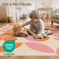 thumbnail image 4 of ODIKA 4'x6' Pink Orange Mid Century Floral Design Washable Area Rug Retro Botanical Pattern with Geometric Shapes for Home Office, Under Desk, Non-Slip Chair-Friendly, Flatwoven, 4 of 7