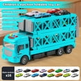 thumbnail image 3 of Xinwanna Speed Competition Deformed Ejection Truck Toy with 16 Mini Cars, Friction-Driven Mega Truck Toy with Lighting and Sound, 2-Tier Deformable Foldable Track Runway, Truck Toys for Toddlers, Blue, 3 of 11