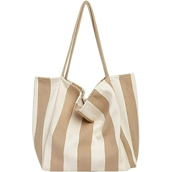 JUYGO Fashion Fringe Shouler Bag Canvas Handbag for Women Girls Stripe Hobo Tote Bag