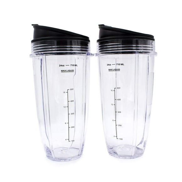 Vaso de licuadora de repuesto con tapa (paquete de 2) vasos de 24 onzas para Ninja Auto iQ BL480 BL482 BL642 BL682 BL450 BN401 BN751 BN801 Foodi SS351 SS151 SS401 Ninja Blender Auto iQ Blade