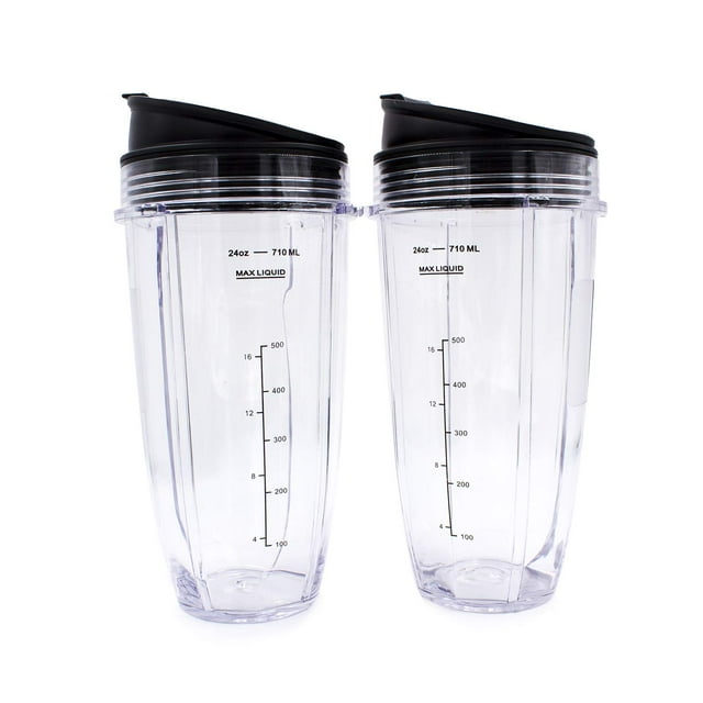 Vaso de licuadora de repuesto con tapa (paquete de 2) vasos de 24 onzas para Ninja Auto iQ BL480 BL482 BL642 BL682 BL450 BN401 BN751 BN801 Foodi SS351 SS151 SS401 Ninja Blender Auto iQ Blade
