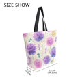 thumbnail image 4 of Open Top Canvas Tote Bag with Zipper Reusable Shopping Bag 13.5x15" Roomy Carryall Watercolor Dandelions Pattern, 4 of 9