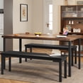 thumbnail image 2 of BeesClover Dining Table Set for 4 with Upholstered Benches, Compact 3-Piece Kitchen and Dining Room Set, Rectangle Modern Table and Chairs for Small Spaces and Apartments, 2 of 8