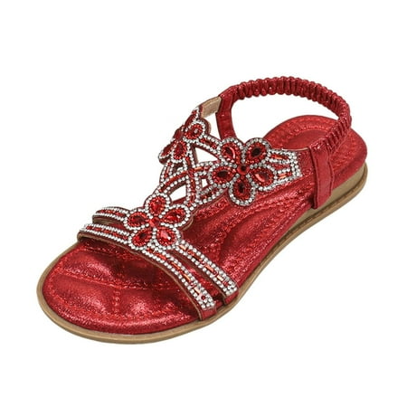 Otqutp Baby Girls Soft Sequins Sandals Elegant Fancy Glitter Open Toe Strap Shoes Toddler Flat Summer Wide Sandals Fancy Formal