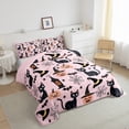 thumbnail image 3 of jejeloiu Halloween Spooky Pumpkin Queen Comforter Set,Black Cats Bats Bedding Sets,Spider Webs Bedding Comforter Set For Teens,Lightweight Room Decor Reversible,3pcs, 3 of 8