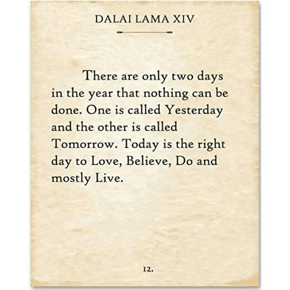 Dalai Lama - There Are Only Two Days. - 11x14 Unframed Typography Book Page Print - Great Gift for Book Lovers