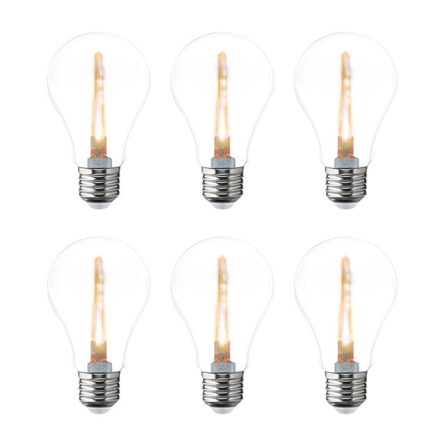 Pack de 6 Focos LED Aksi 1W A19 Estela de luz Base E27 Naranja