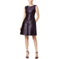 thumbnail image 1 of Anne Klein Robe Ajustée et Évasée en Jacquard pour Femmes, Violet, 8, 1 of 2