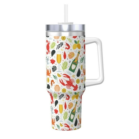 

Matuu Crabs Shrimps for 40OZ Ice Cup with Handle Durable Thermal Cups Keep Drinks Cold and Hot Insulated Car Mug with Lid