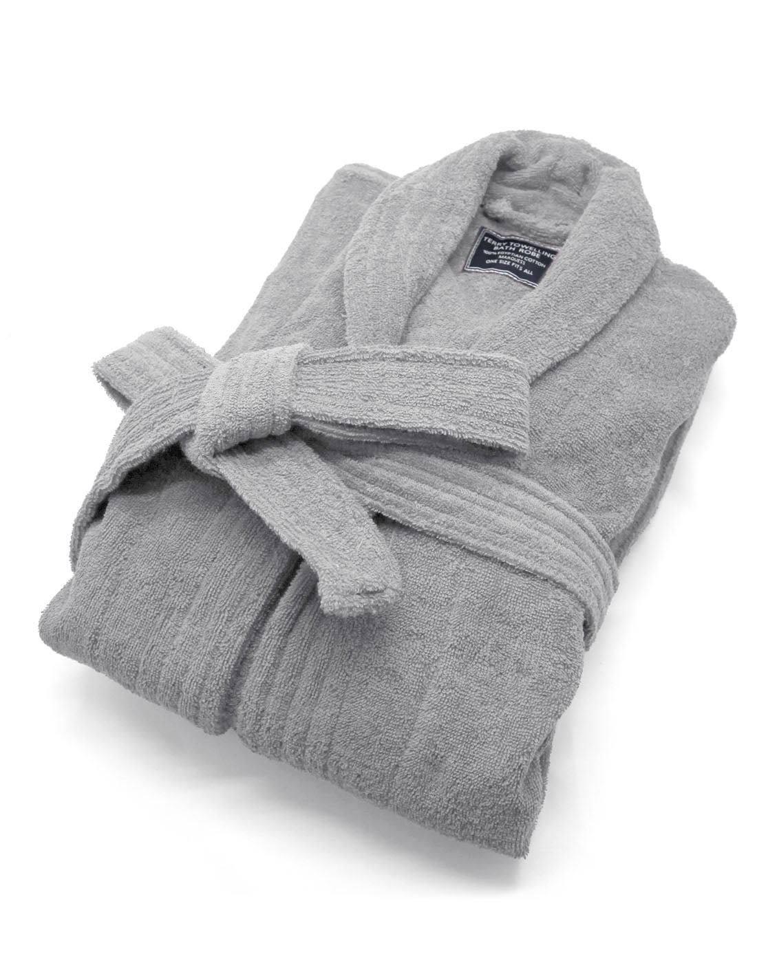 Ramesses Cotton Terry Cloth Bathrobe for Men Women Silver One Size Fits ...