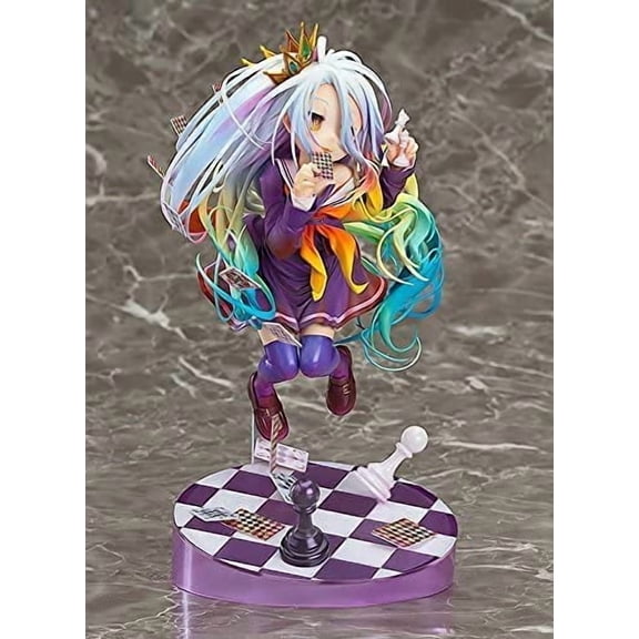 No Game No Life Anime Figure Shiro/Doll with Game Accessories/PVC Character Figures Ornaments Decora Craft Collectible 7.87 Inch