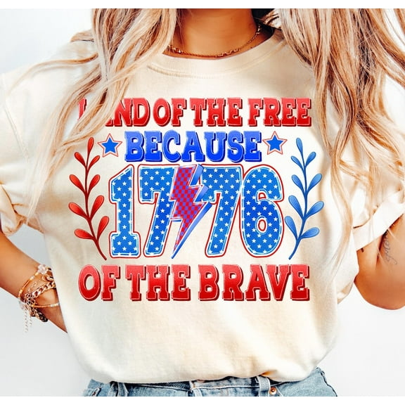 Land of the Free T-Shirt, 1776 Lightning Bolt Tee, Independence Day Patriotic Shirt, Red White Blue Freedom Shirt