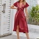 thumbnail image 1 of Vestido Acampanado Vestido de mujer A-Line Bow V-Neck Vestidos casuales Moda para cóctel (vino rojo XL) Cgtredaw para Mujer Vino rojo T L, 1 of 7