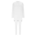 thumbnail image 4 of Babysbule Womens Fall Plus Top Sets Outfit Women's Fashion Casual Color Long Sleeve Irregular Round Neck Shirt Set, 4 of 6