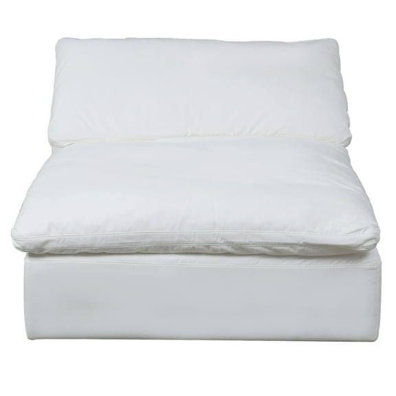 Modular Armless Sofa Chair - Washable Slipcovered Sectional - Deep Seating Couch - White Performance Fabric