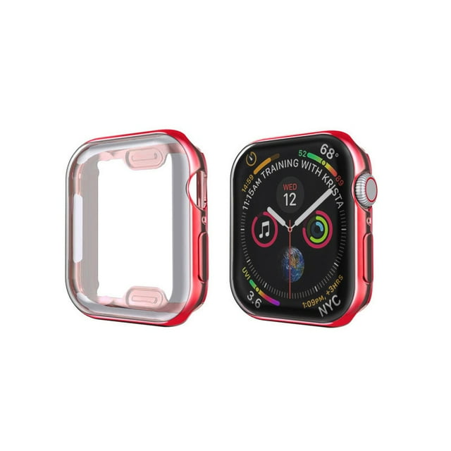 Étui Compatible avec Apple i Watch Series 1/2/3/4/36 avec Protecteur d'Écran en Verre Trempé Intégré - Étui Rigide Tout Autour pour PC, Couverture de Protection Globale (Rouge) 44mm