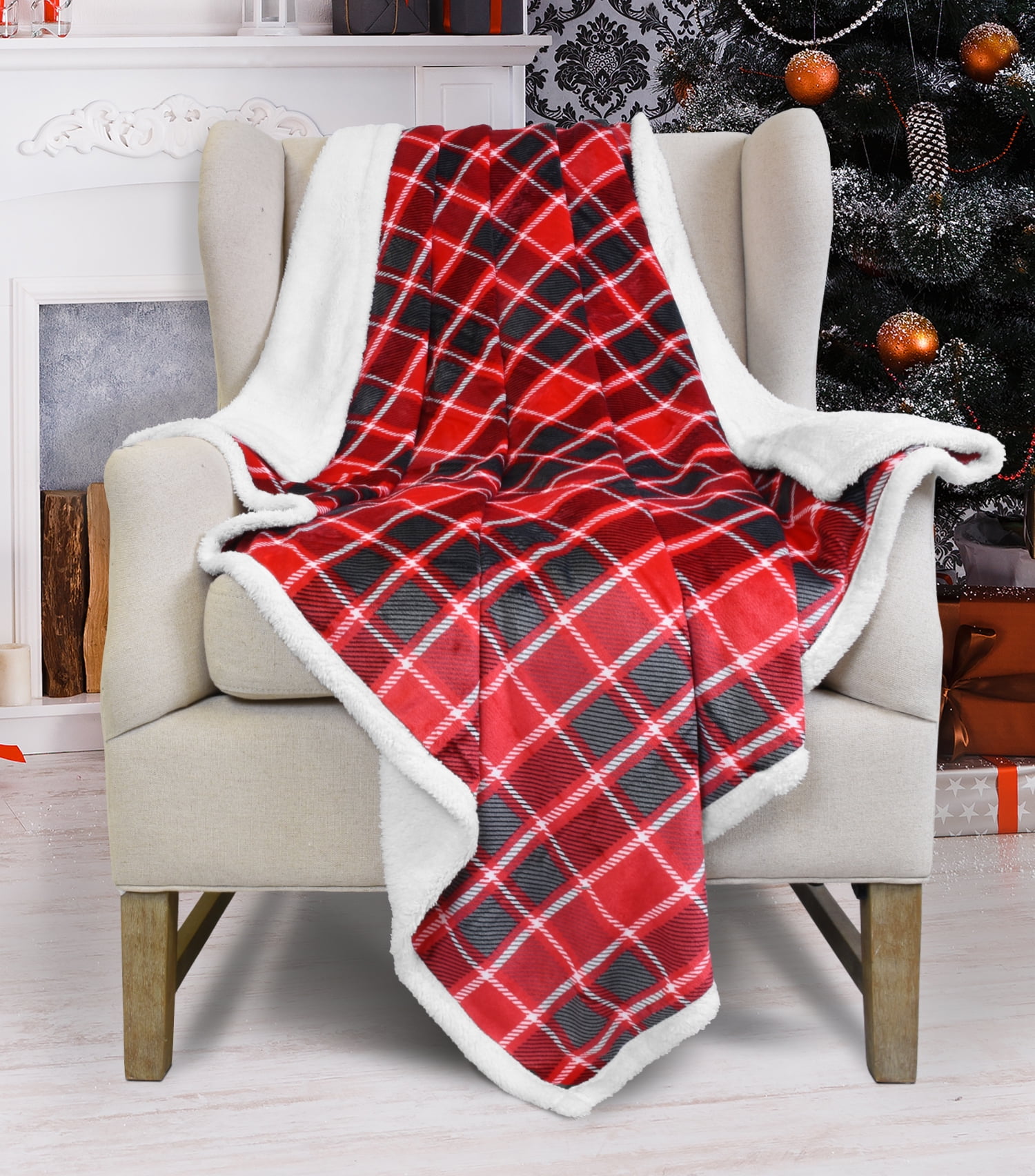 Sherpa Blanket Throw Fuzzy Bed Throws Fleece Reversible Blanket for Sofa 