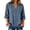 Navy, variant on Womens Casual Solid Color Shirts Split Notch V Neck Front Buttons Three Quarter Sleeves Sheer Chiffon Trim Hem Polyester Everyday Blouses Spring Summer Tops Brown XXL