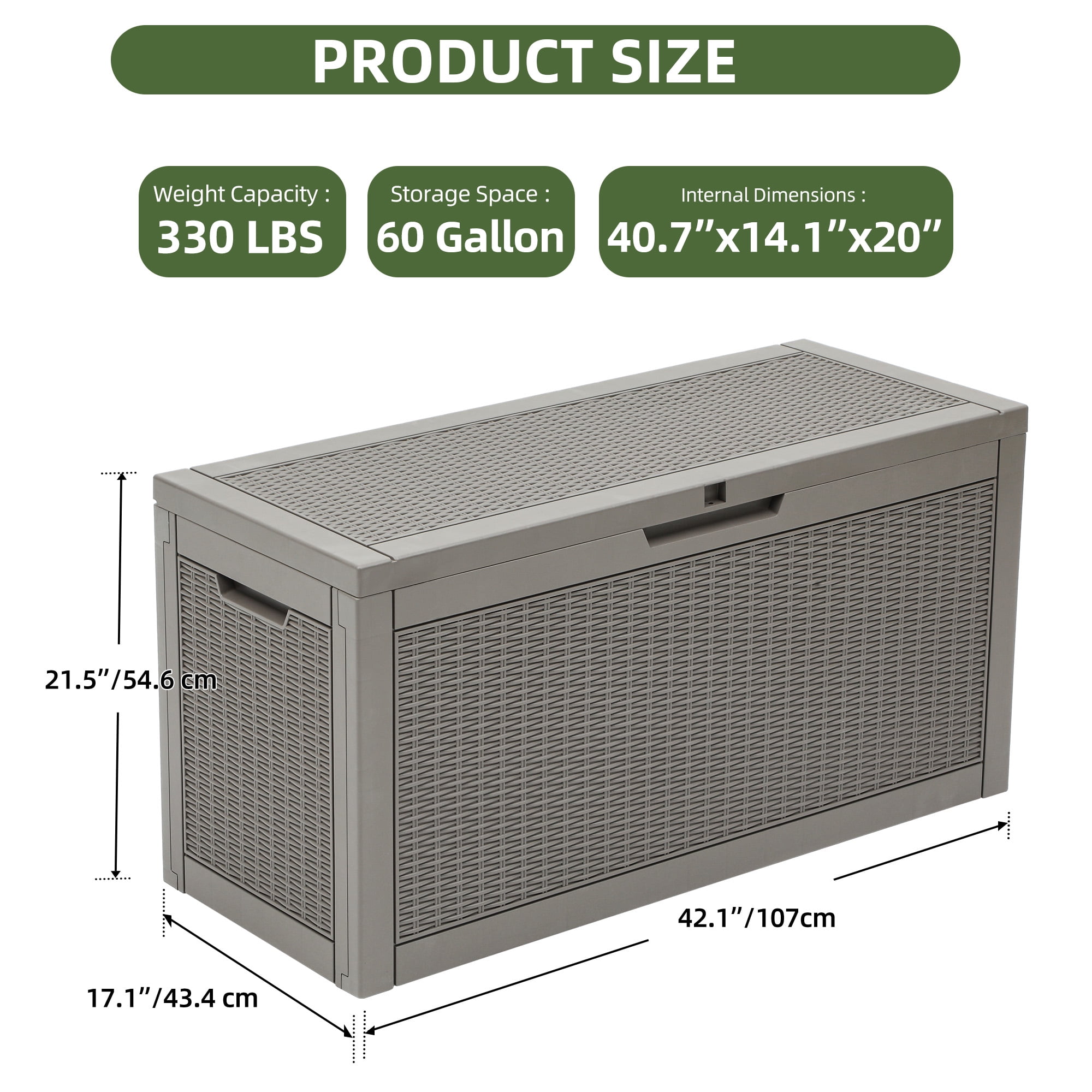 Uforic 60 Gallon Outdoor Resin Deck Box,Weatherproof&Lockable Rattan Storage Box for Garden Patio, Light Brown