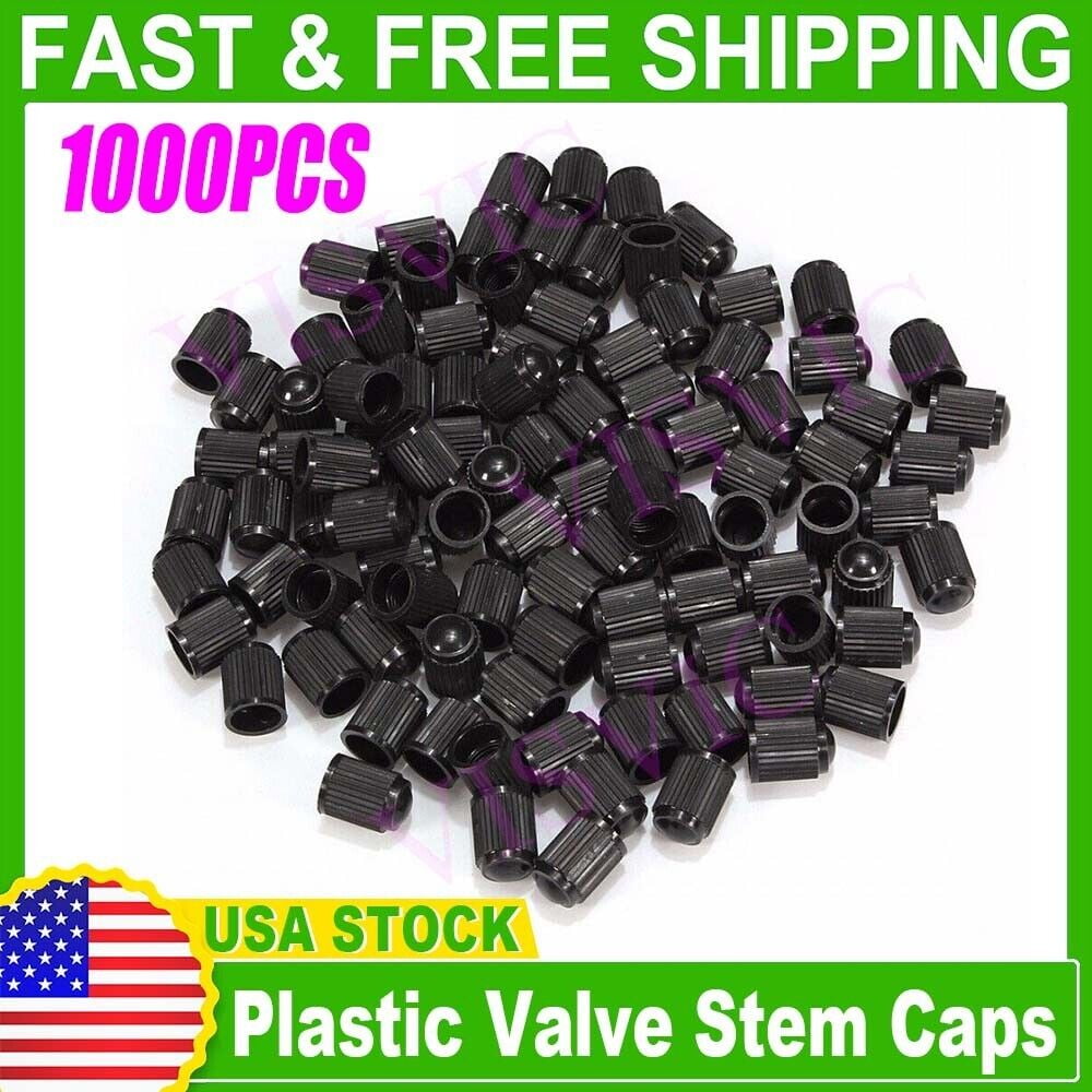 1000 Pcs Universal Black Plastic Car Motor Tire Valve Stem Caps HOT