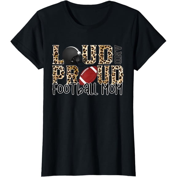 Loud Proud Moms Football Leopard Print Cheetah Pattern T-Shirt